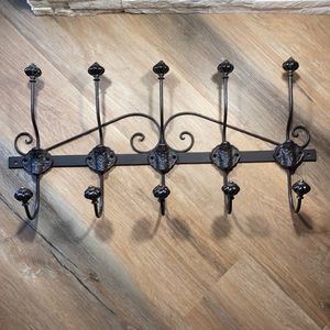 Wrought Iron Hanging Coat or Towel Rack